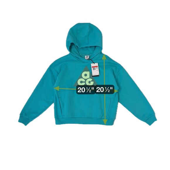 NWT Nike ACG Icon Fleece Older Kids' Pullover Hoodie Sweatshirt Teal | Unisex L - Picture 8 of 8